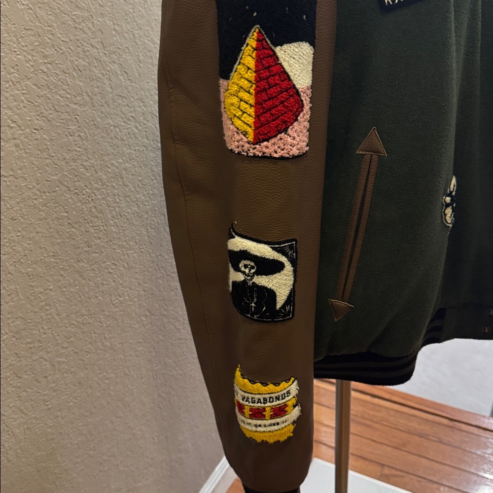 Reason Green And Brown Patchwork Varsity Jacket M… - image 5